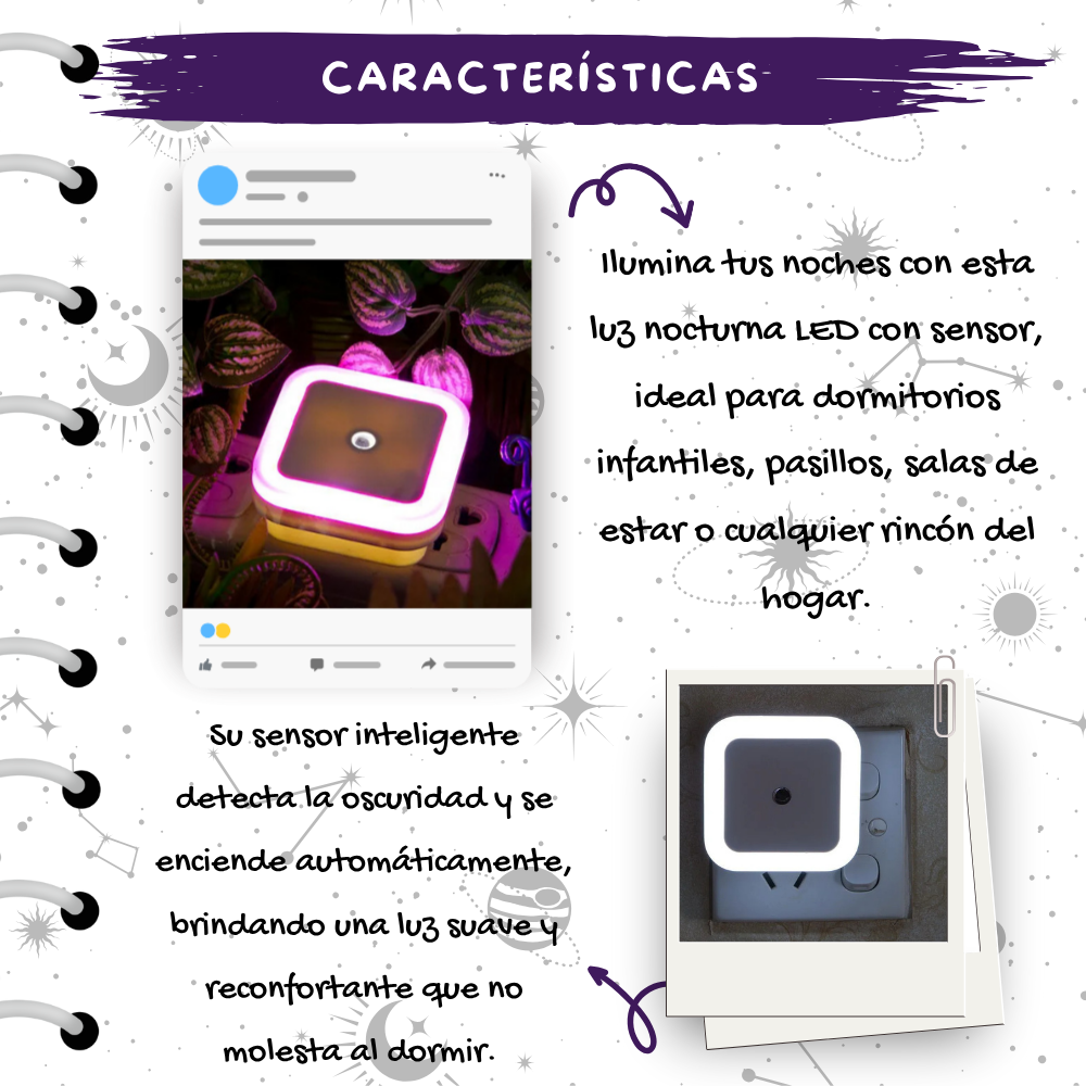 Luz Noctuna LED con Sensor